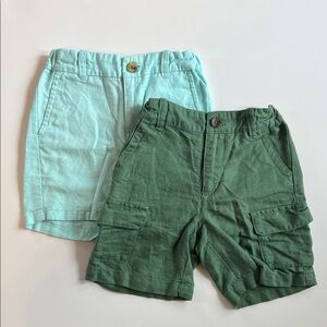 Janie and Jack Shorts Lot Blue Green Linen Blend Bundle Toddler Boys 3T Preppy